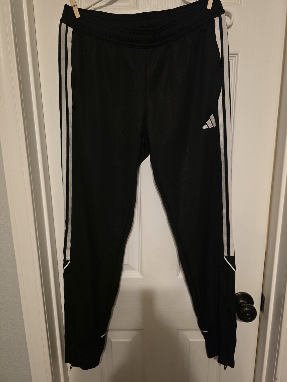 adidas Black Track Pants with White Side Stripes